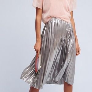Anthropologie - Silver pleated skirt